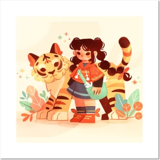 Little Girl and Tiger Posters and Art